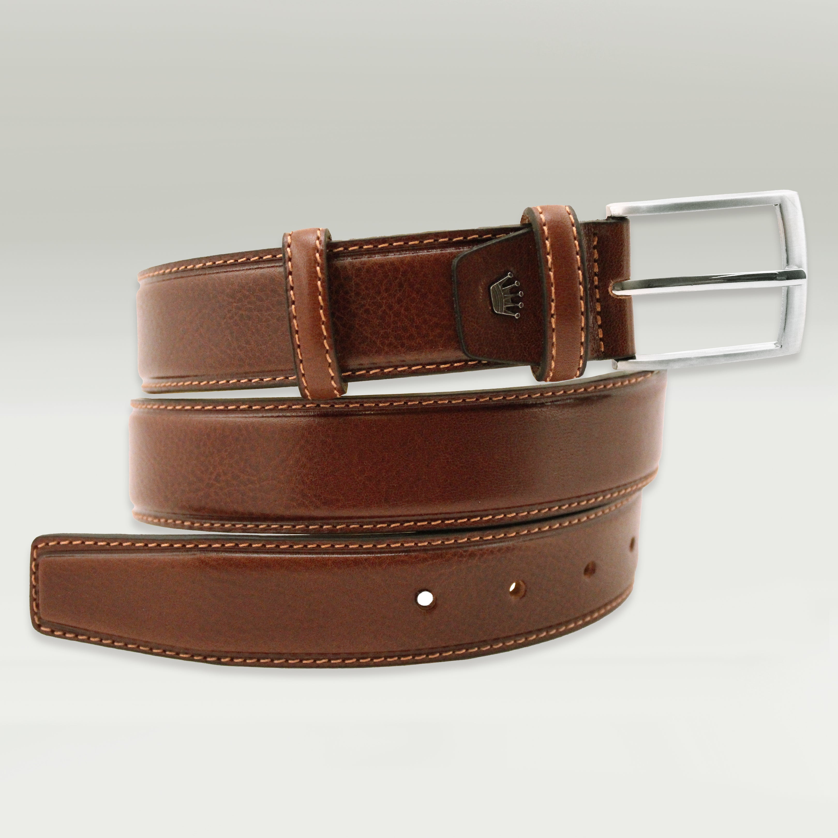 Old Fashion Tobacco Brown Leather Belt 35mm