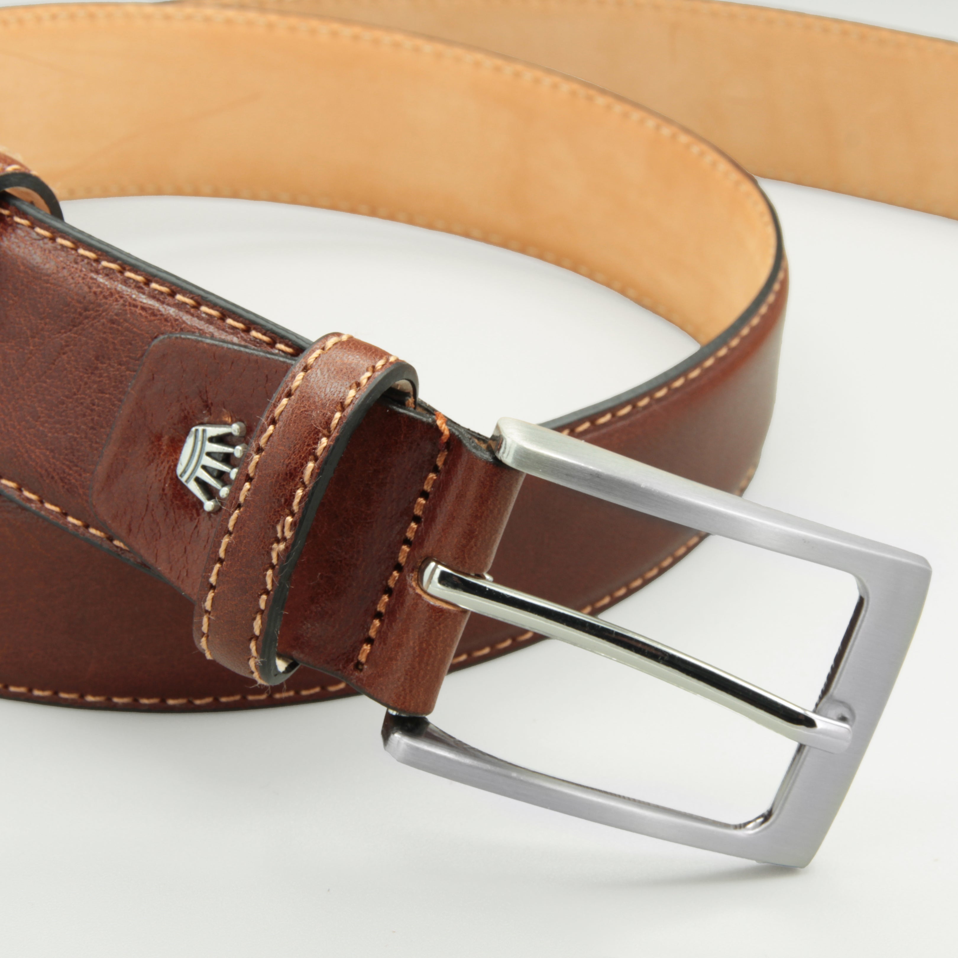 Old Fashion Tobacco Brown Leather Belt 35mm