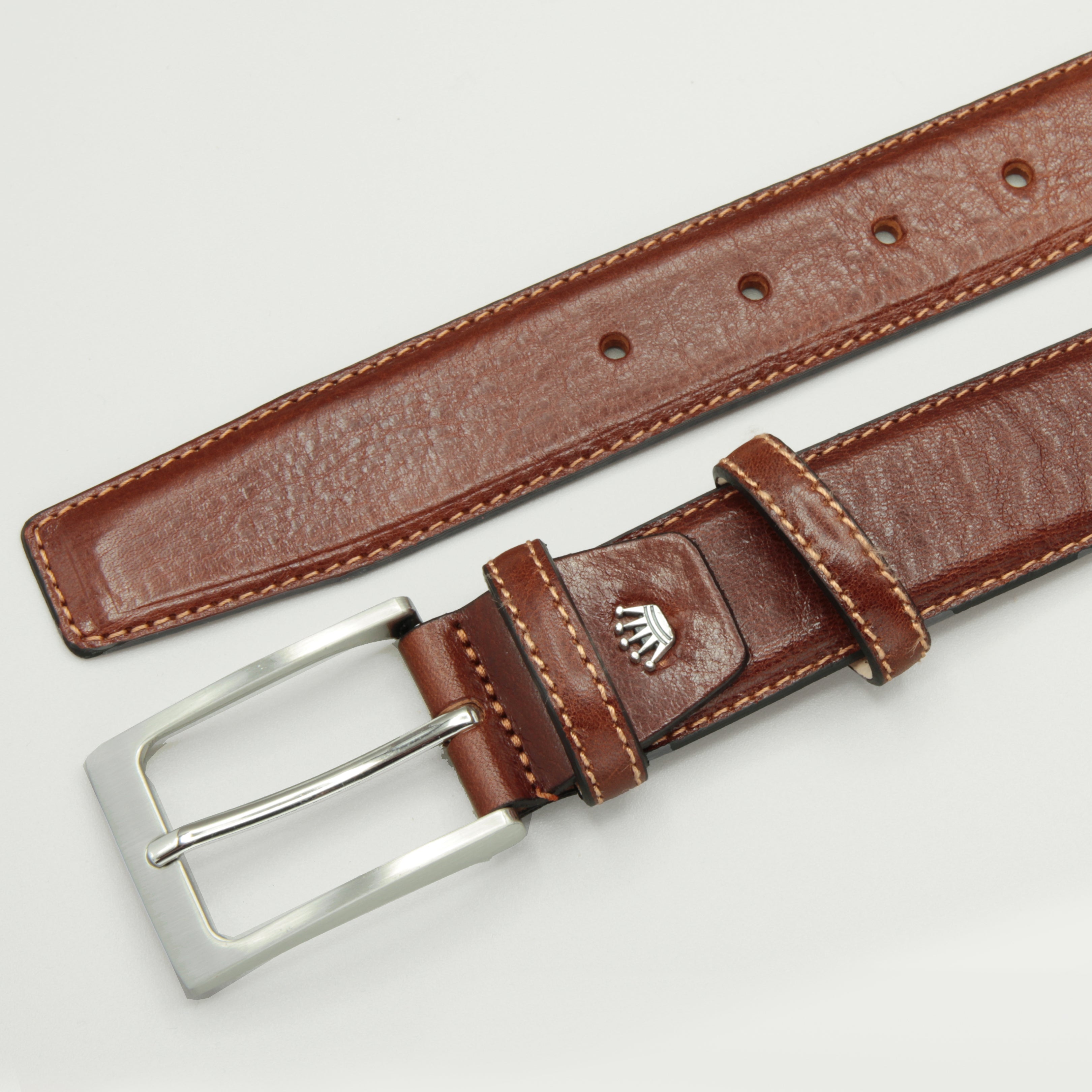 Old Fashion Tobacco Brown Leather Belt 35mm