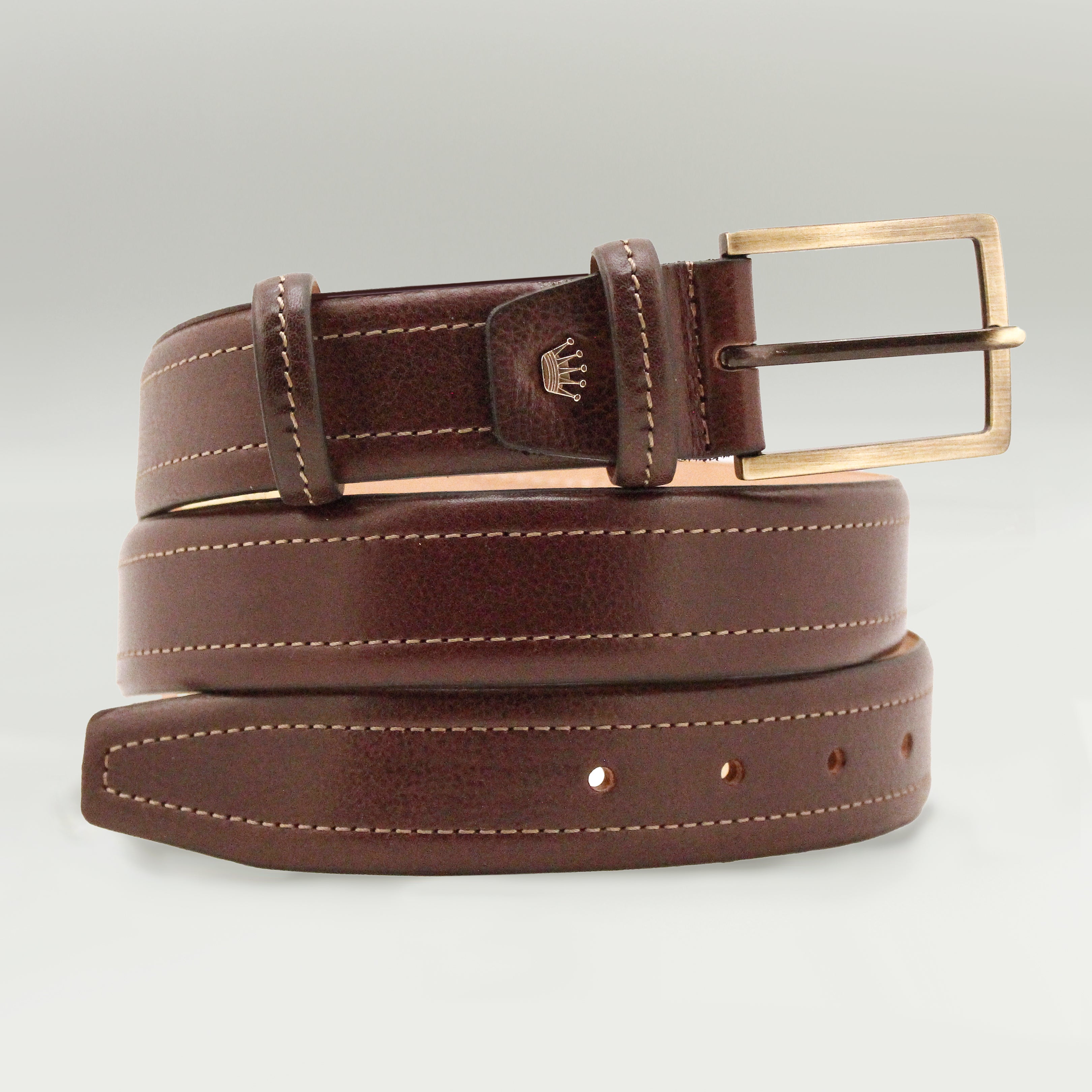 Old Fashion Dark Brown Leather Belt 35mm