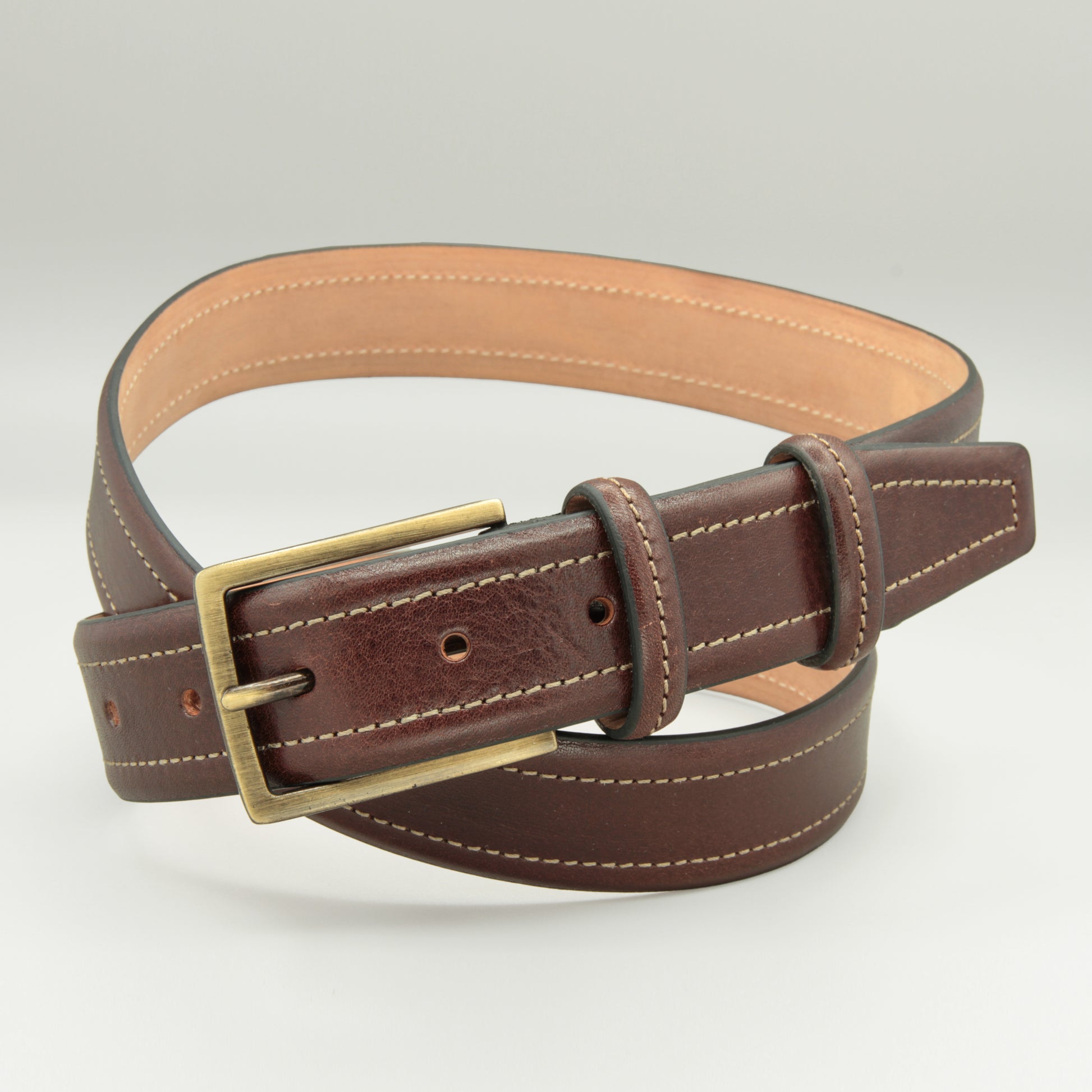 Old Fashion Dark Brown Leather Belt 35mm