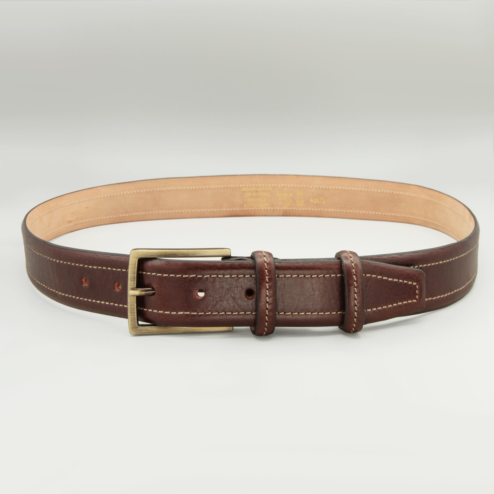 Old Fashion Dark Brown Leather Belt 35mm