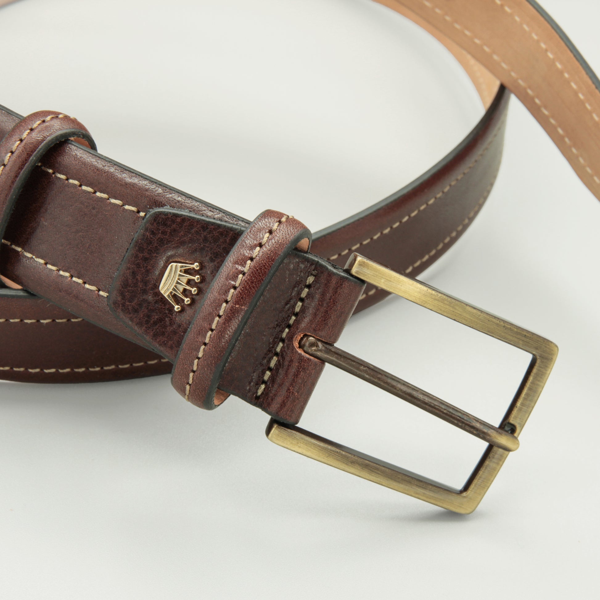 Old Fashion Dark Brown Leather Belt 35mm